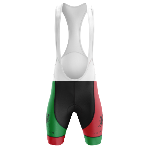 Red and green unisex bib shorts inspired by Italian colors. | Cycling Supreme