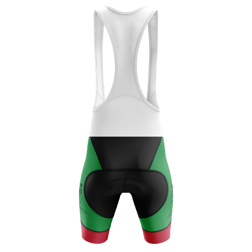 Green and red unisex bib shorts inspired by Mexican colors. | Cycling Supreme