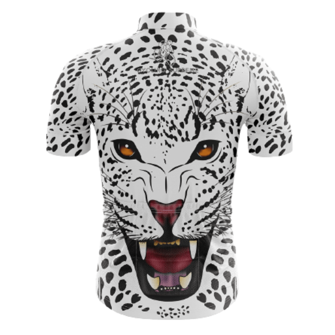 Men's Snow Leopard cycling jersey featuring a striking snow leopard design and breathable fabric for a stylish and comfortable ride. | Cycling Supreme