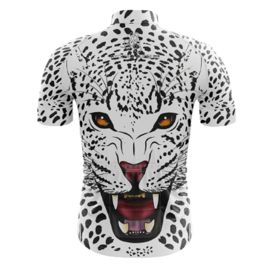 Men's Snow Leopard cycling jersey featuring a striking snow leopard design and breathable fabric for a stylish and comfortable ride. | Cycling Supreme
