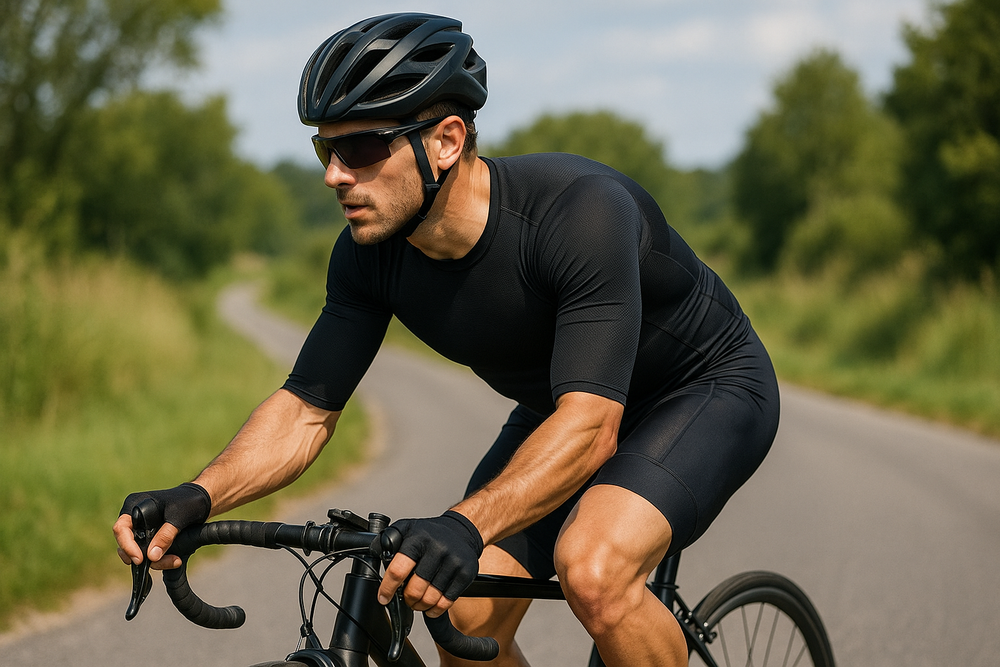 create an image of a cyclist wearing a base layer